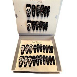 Beetles Halloween Press-On Nails Gothic Design 3D Skulls & Ghost Face